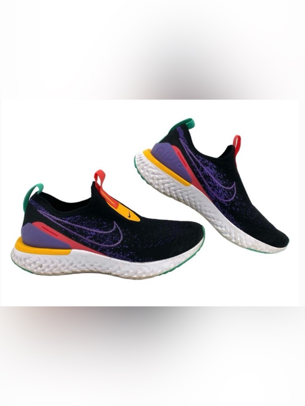 Nike Black Purple Phantom Run Flyknit React Sneakers